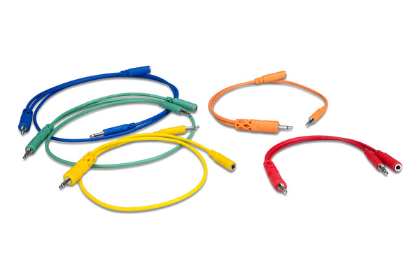 Hopscotch Patch Cables Colored 3.5 mm TS with 3.5 mm TSF Pigtail to 3.5 mm TS