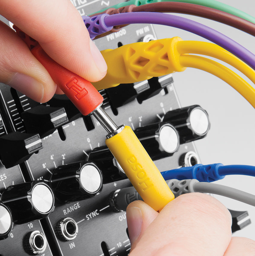 Hopscotch Patch Cables Colored 3.5 mm TS with 3.5 mm TSF Pigtail to 3.5 mm TS